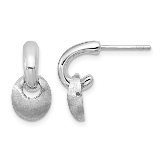 Leslie's Sterling Silver RH-plat Polish/Brush Dangle Post Earrings