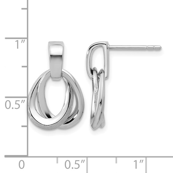 Leslie's SS RH-plated Polished/Brushed Ovals Dangle Post Earrings