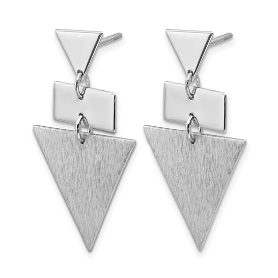 Leslie's SS RH-plated Polish/Brushed Geometric Dangle Post Earrings
