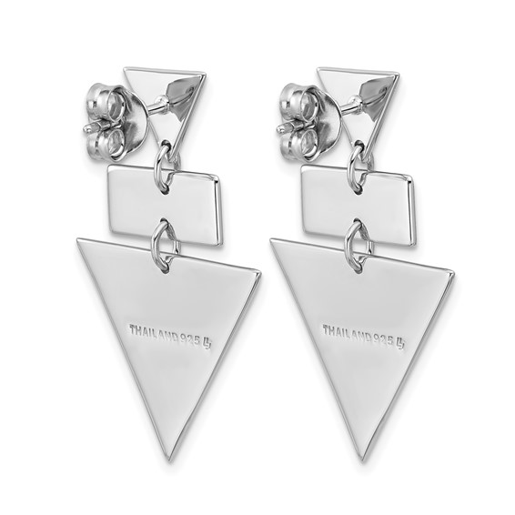 Leslie's SS RH-plated Polish/Brushed Geometric Dangle Post Earrings