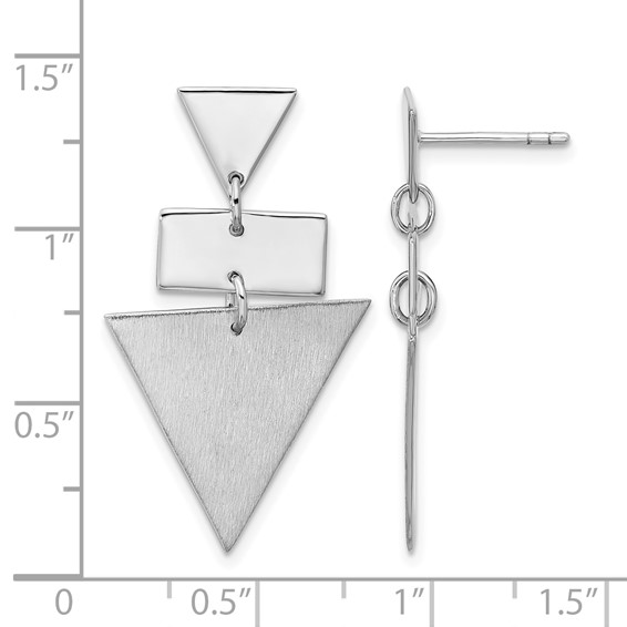 Leslie's SS RH-plated Polish/Brushed Geometric Dangle Post Earrings