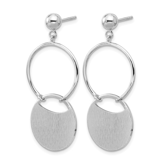 Leslie's SS RH-plated Polished/Brushed Circles Dangle Post Earrings
