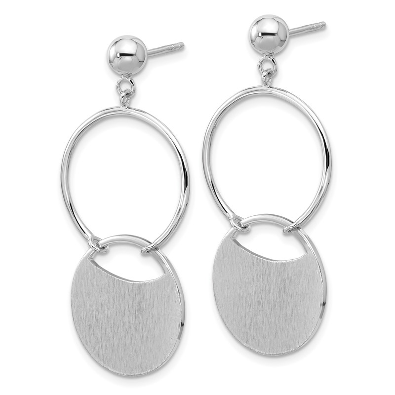 SS RH-plated Polished/Brushed Circles Dangle Post Earrings