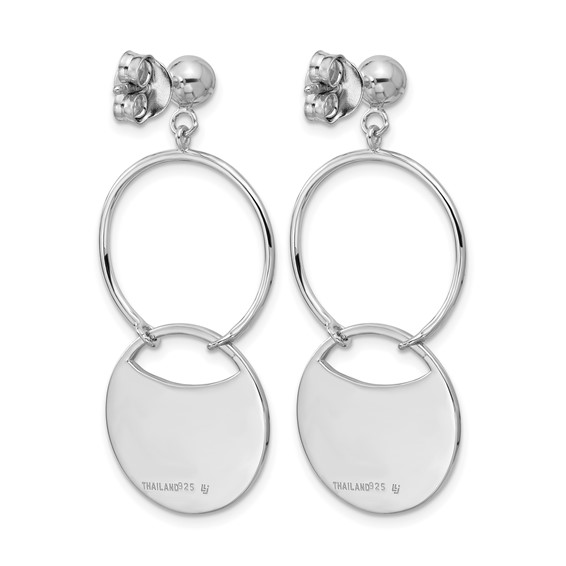 Leslie's SS RH-plated Polished/Brushed Circles Dangle Post Earrings