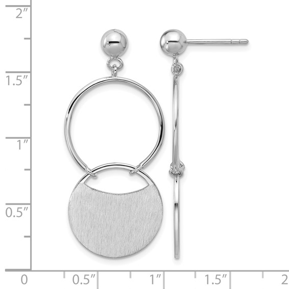 Leslie's SS RH-plated Polished/Brushed Circles Dangle Post Earrings
