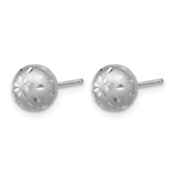 Leslie's SS RH-plated Polished/Brushed/Dia-cut Ball Post Earrings