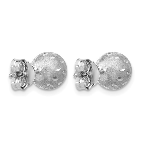 Leslie's SS RH-plated Polished/Brushed/Dia-cut Ball Post Earrings