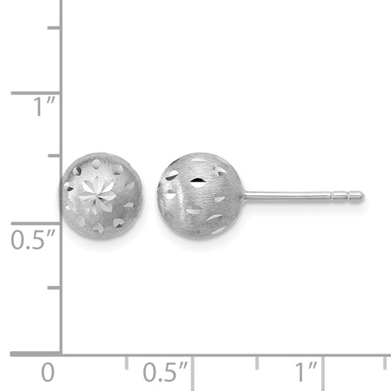 Leslie's SS RH-plated Polished/Brushed/Dia-cut Ball Post Earrings