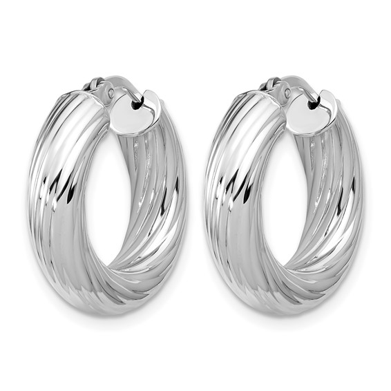 Leslie's Sterling Silver Polished and Twisted Hoop Earrings