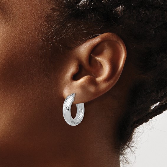 Leslie's Sterling Silver Polished and Twisted Hoop Earrings