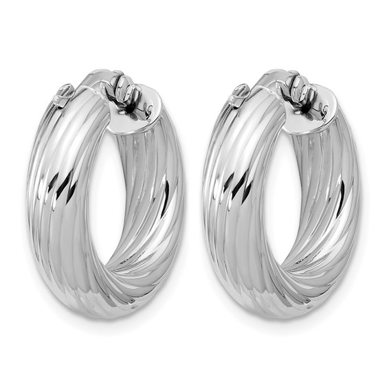Leslie's Sterling Silver Polished and Twisted Hoop Earrings