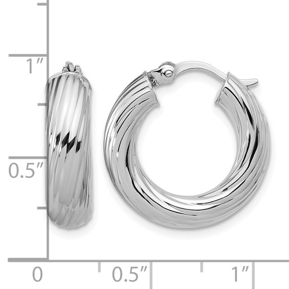Leslie's Sterling Silver Polished and Twisted Hoop Earrings