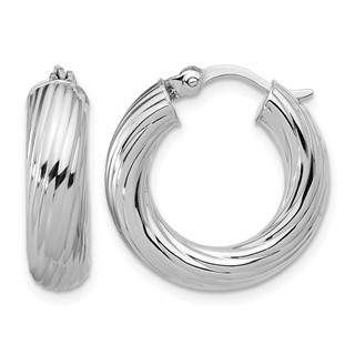 Leslie's Sterling Silver Polished and Twisted Hoop Earrings