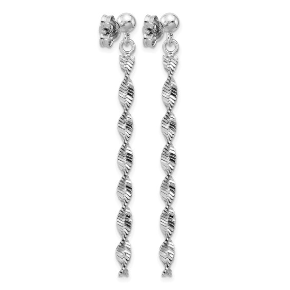 Leslie's Sterling Silver RH-plat Polish/Dia.-cut Dangle Post Earrings