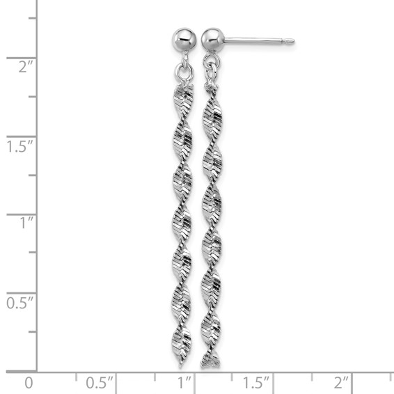 Leslie's Sterling Silver RH-plat Polish/Dia.-cut Dangle Post Earrings