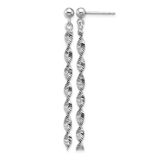Leslie's Sterling Silver RH-plat Polish/Dia.-cut Dangle Post Earrings