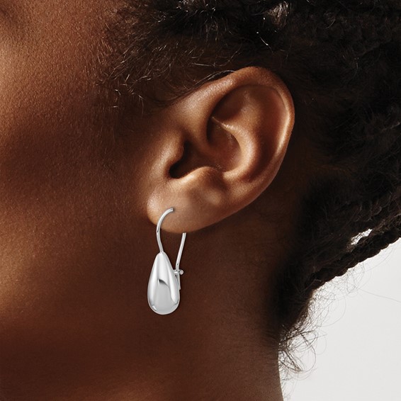 Leslie's' Sterling Silver RH-plated Polish Teardrop Dangle Earrings