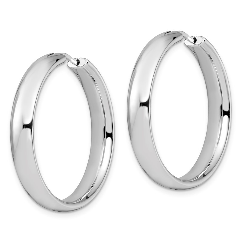 Sterling Silver Rhodium-plated 6mm Half Round Tube Earrings