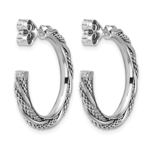 Leslie's Sterling Silver Polished and Textured J-Hoop Earrings