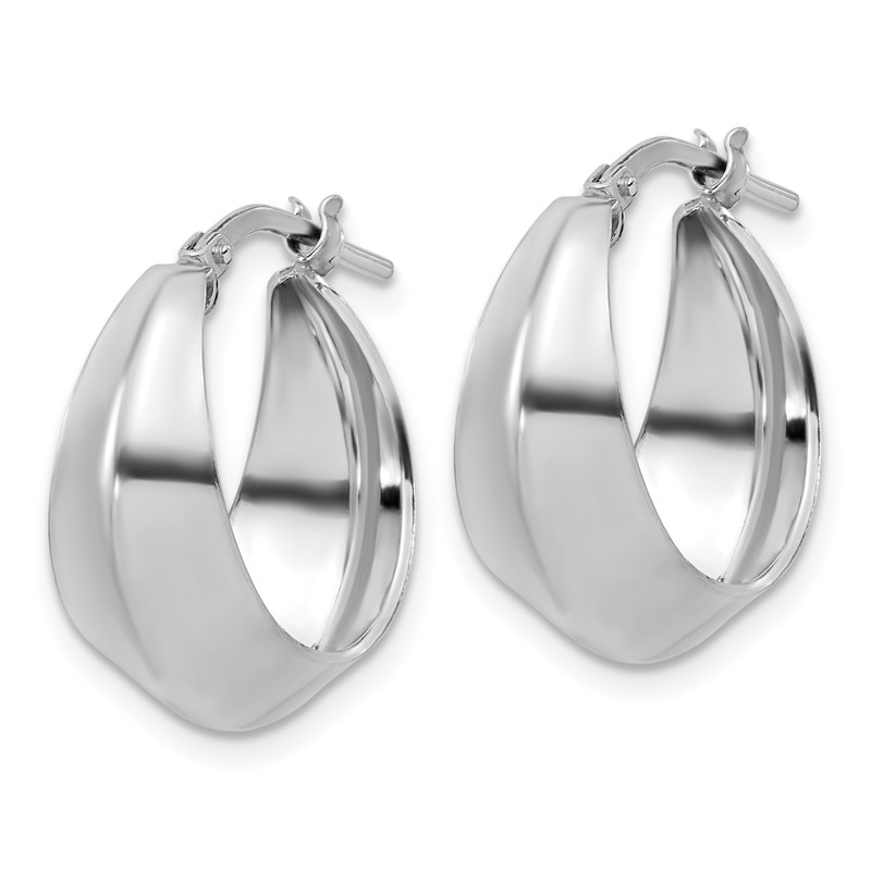 Sterling Silver RH-plated Polished Graduated Hoop Earrings