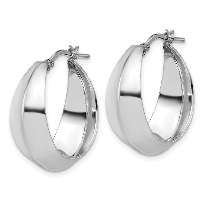 Sterling Silver RH-plated Polished Graduated Hoop Earrings