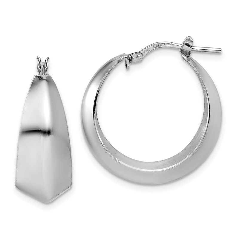 Sterling Silver RH-plated Polished Graduated Hoop Earrings