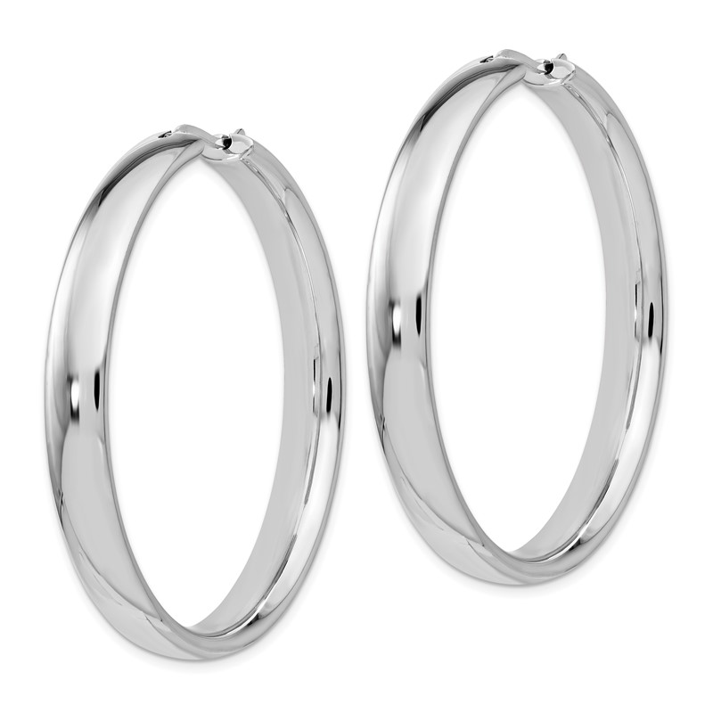 Sterling Silver Rhodium-plated 6mm Half Round Tube Earrings