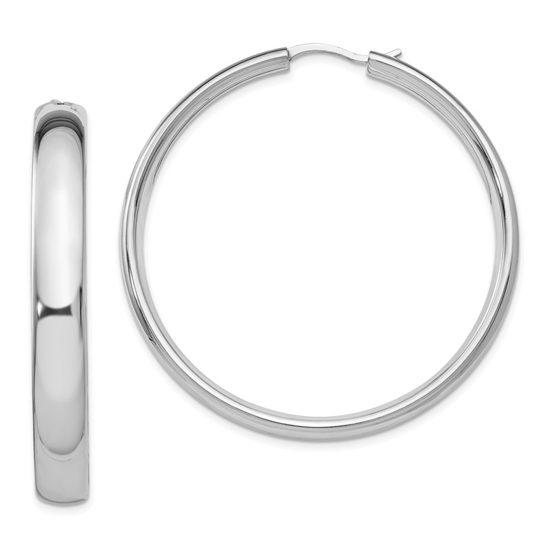 Sterling Silver Rhodium-plated 6mm Half Round Tube Earrings