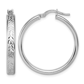 Leslie's Sterling Silver Polished and Diamond-cut Hoop Earrings
