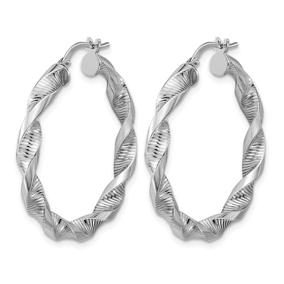 Leslie's Sterling Silver Polished and Twisted Hoop Earrings