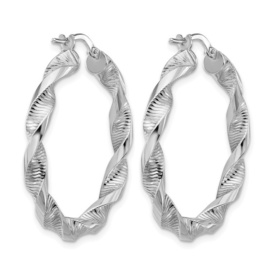 Leslie's Sterling Silver Polished and Twisted Hoop Earrings