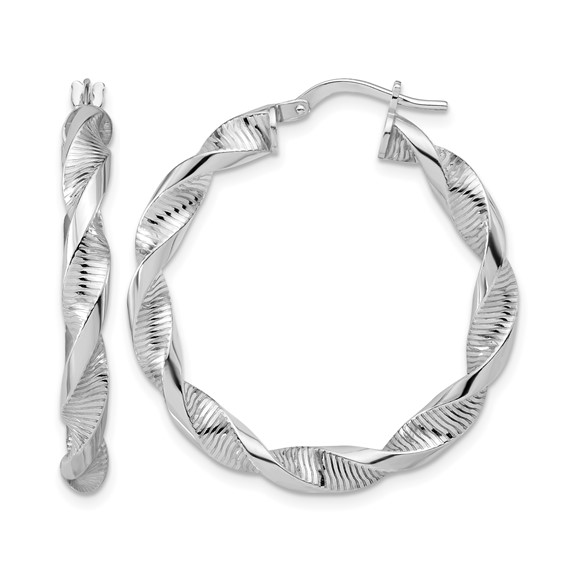 Leslie's Sterling Silver Polished and Twisted Hoop Earrings