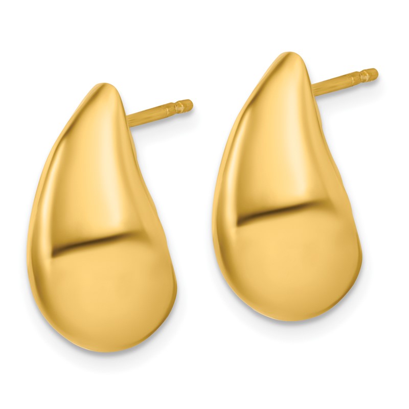 Sterling Silver Gold-plt Polished Puff Teardrop Post Earrings
