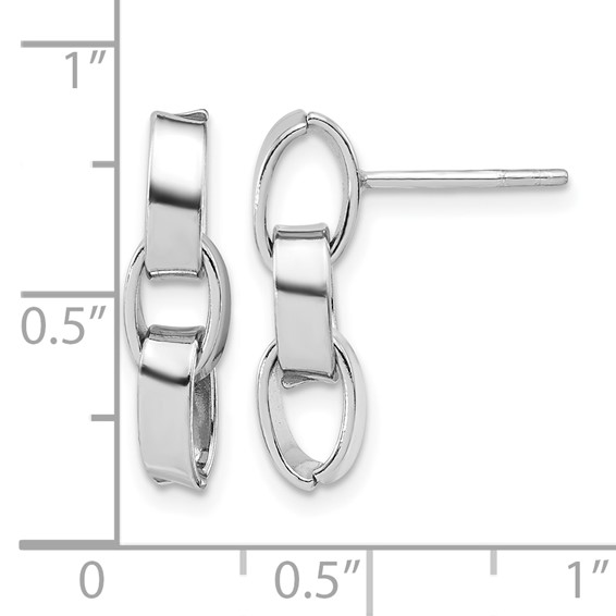 Leslie's Sterling Silver RH-plated Polished 3-Link Dangle Post Earrings