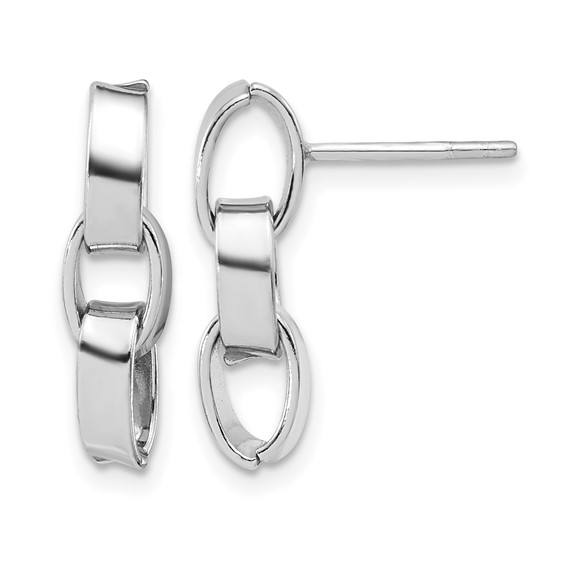 Leslie's Sterling Silver RH-plated Polished 3-Link Dangle Post Earrings