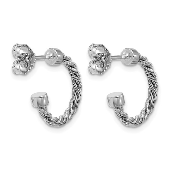 Leslie's Sterling Silver Polished and Textured J-Hoop Earrings