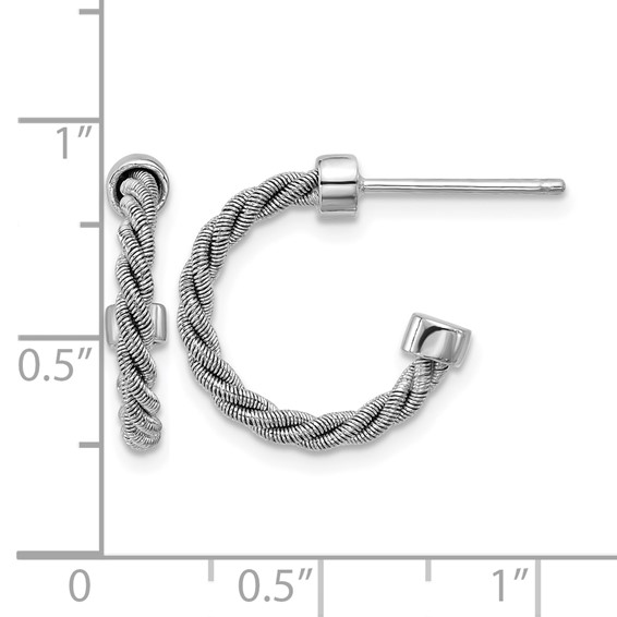 Leslie's Sterling Silver Polished and Textured J-Hoop Earrings