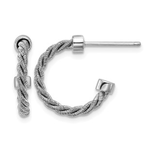 Leslie's Sterling Silver Polished and Textured J-Hoop Earrings