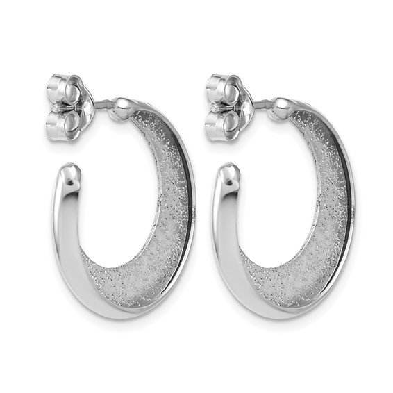 Leslie's SS RH-plt Radiant Essence Polish/Textured Post J-Hoop Earrings
