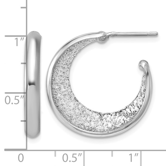 Leslie's SS RH-plt Radiant Essence Polish/Textured Post J-Hoop Earrings