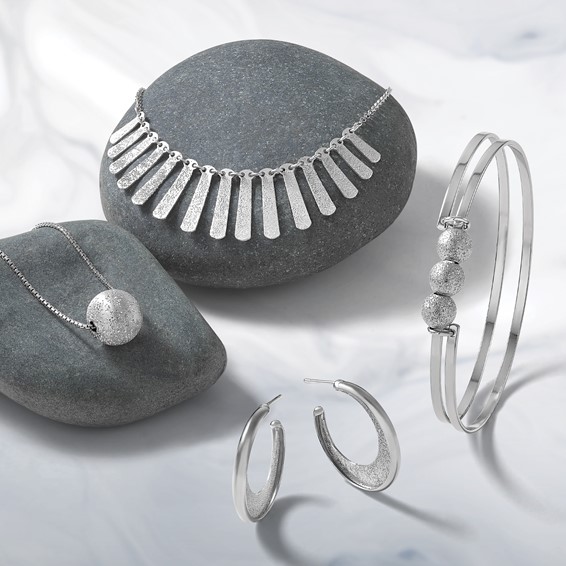 Leslie's SS RH-plt Radiant Essence Polish/Textured Post J-Hoop Earrings