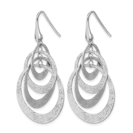 Leslie's SS RH-plated Radiant Essence Polished/Textured Dangle Earrings