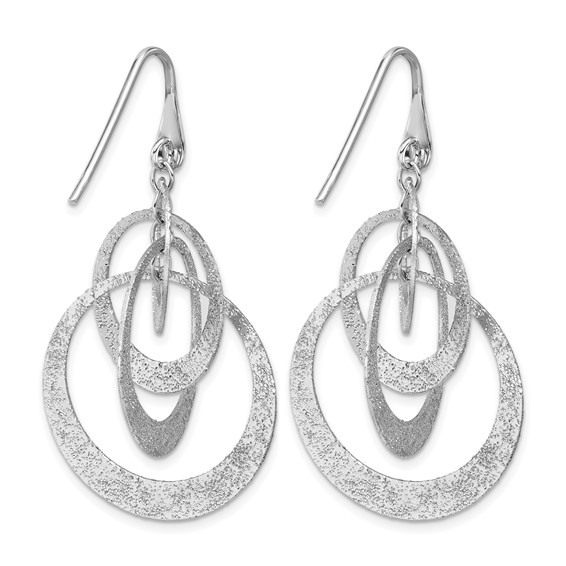 Leslie's SS RH-plated Radiant Essence Polished/Textured Dangle Earrings
