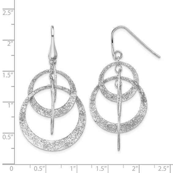 Leslie's SS RH-plated Radiant Essence Polished/Textured Dangle Earrings