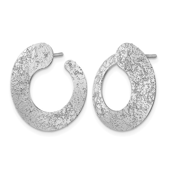 Leslie's SS RH-plt Radiant Essence Textured Tapered Circle Post Earrings