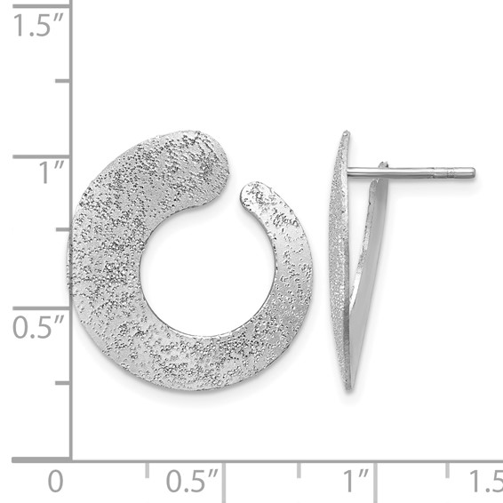 Leslie's SS RH-plt Radiant Essence Textured Tapered Circle Post Earrings