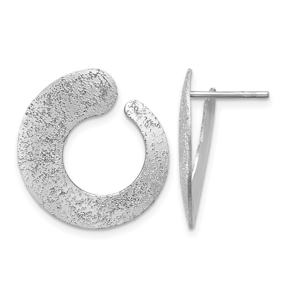 Leslie's SS RH-plt Radiant Essence Textured Tapered Circle Post Earrings