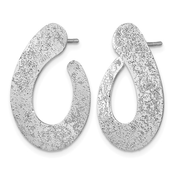 Leslie's SS RH-plated Radiant Essence Textured Teardrop Post Earrings