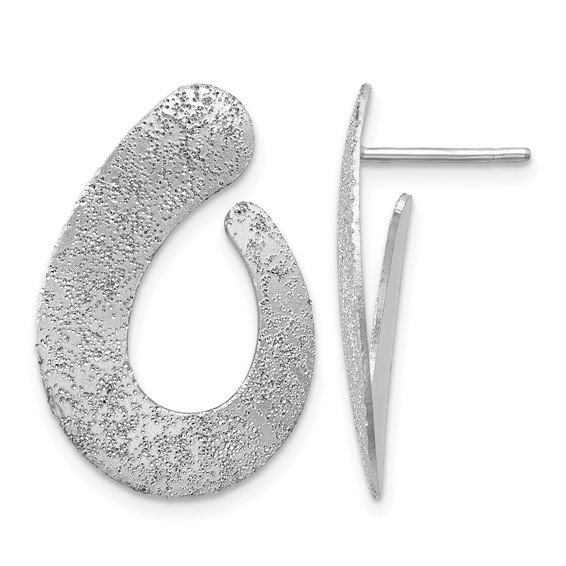Leslie's SS RH-plated Radiant Essence Textured Teardrop Post Earrings