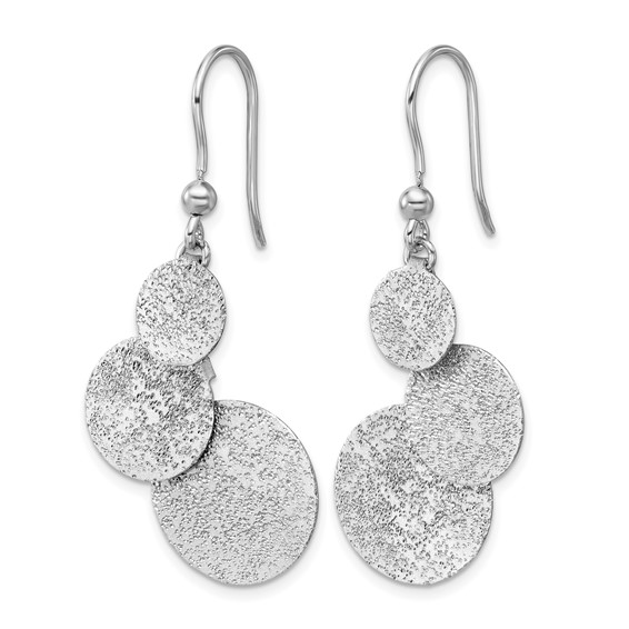 Leslie's SS RH-plated Radiant Essence Textured Circles Dangle Earrings